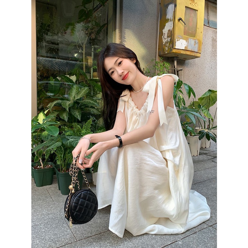 Đầm Dài Hai Dây Dáng Ôm Màu Be Thời Trang Mùa Hè Xinh Xắn Cho Nữ
