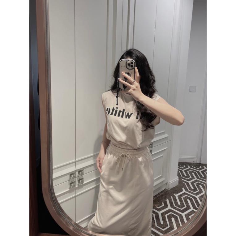 set áo kèm cv chữ off white màu be cho nữ