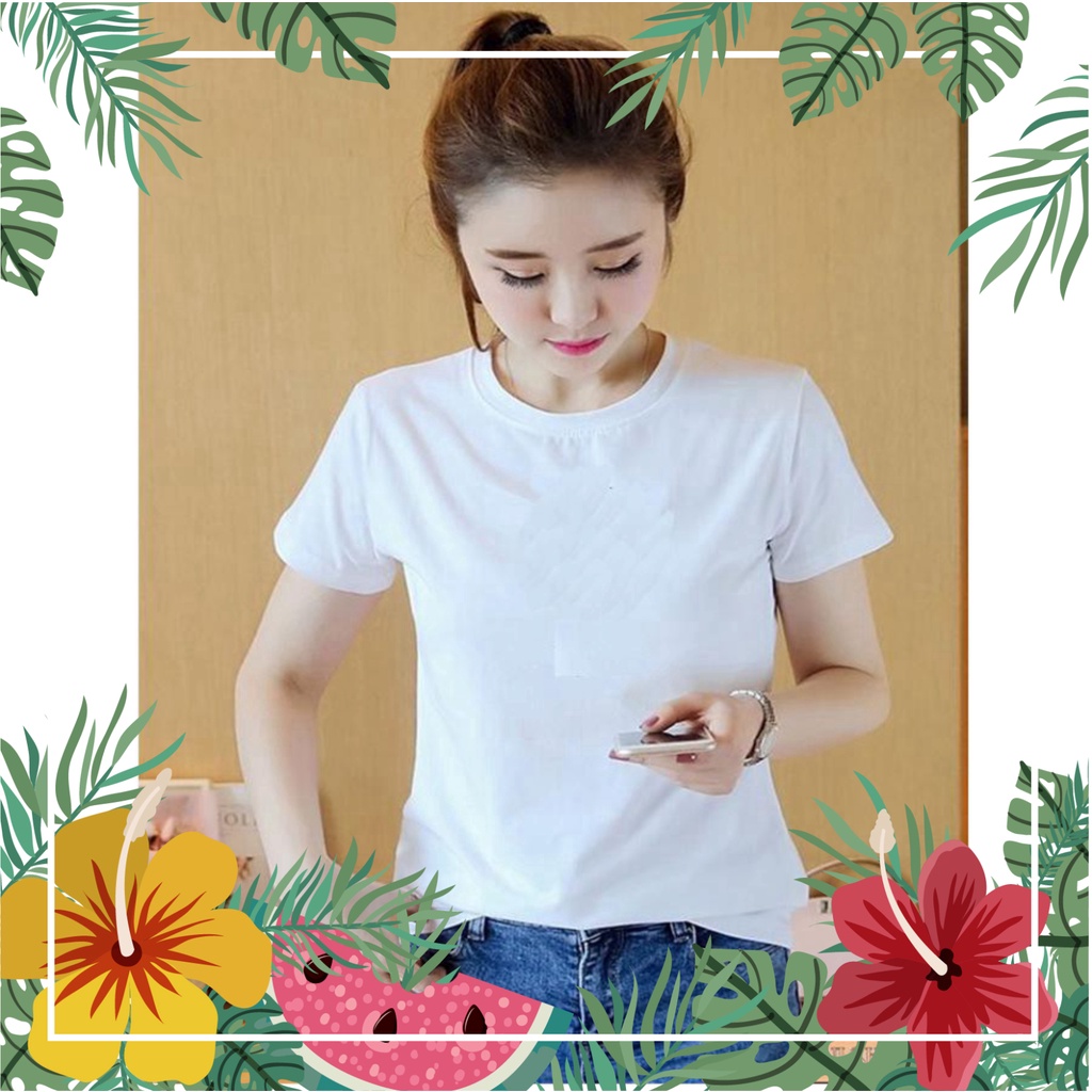 Bán lẻ giá sỉ áo thun trơn nữ cổ tròn chất liệu cotton vải dày mịn 4 chiều cao cấp [Có FS EXtra]