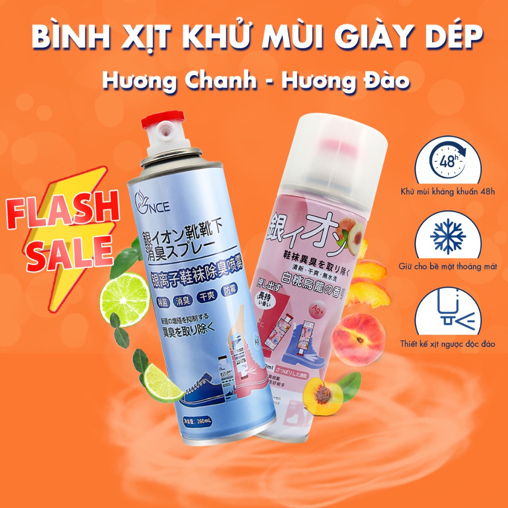 Bình xịt khử mùi hôi giày dép Nano Bạc diệt khuẩn, chai xịt làm thơm tủ quần áo, hết mùi tất chân, vớ chân lưu hương lâu