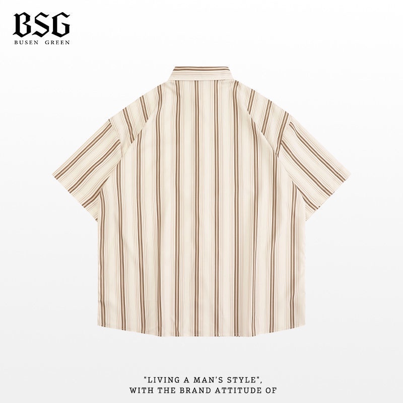 Áo Sơ Mi Tay Ngắn Dáng Rộng Họa Tiết Kẻ Sọc Thời Trang Mùa Hè Cho Nam