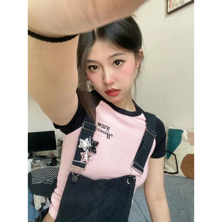 Áo Thun Ngắn Tay Thêu Chữ Đơn Giản Thời Trang Cho Nữ