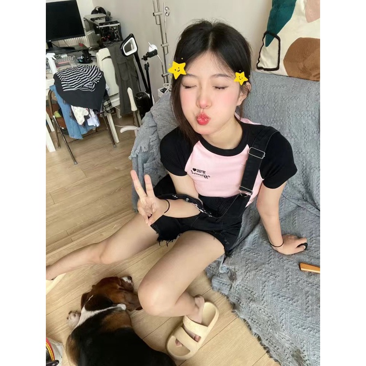 Áo Thun Ngắn Tay Thêu Chữ Đơn Giản Thời Trang Cho Nữ