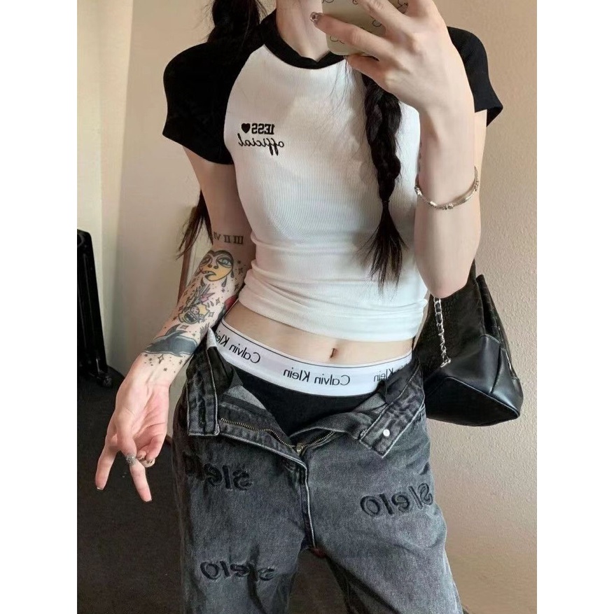 Áo Thun Ngắn Tay Thêu Chữ Đơn Giản Thời Trang Cho Nữ