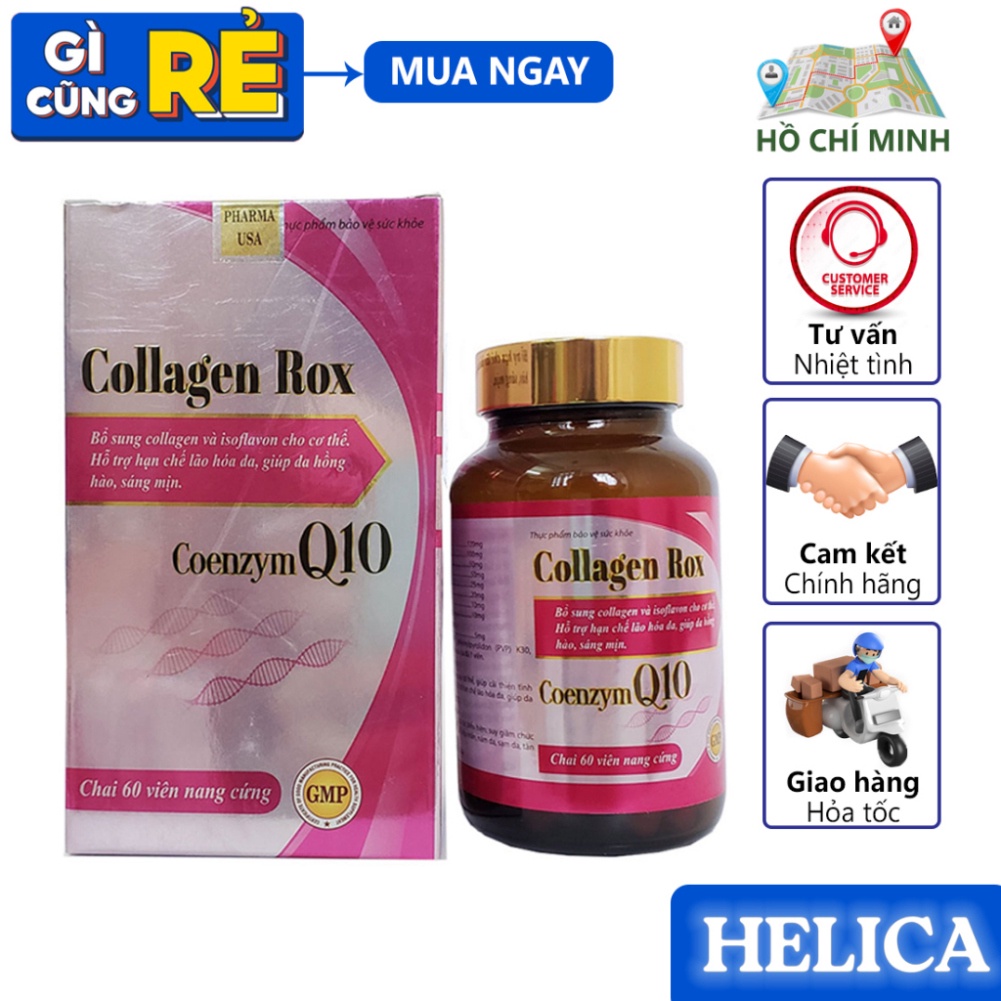 Viên uống Collagen Rox 60 viên vitamin c trắng da đẹp da chống lão hóa chăm sóc da mặt bổ sung collagen a .. hi