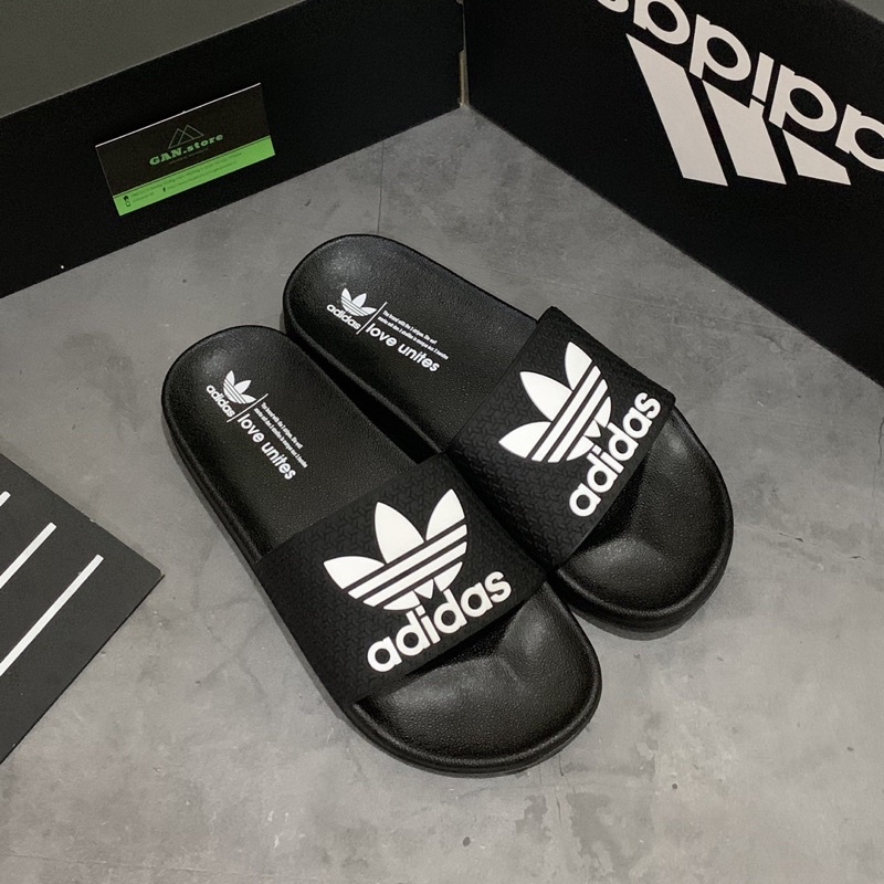 DÉP ADIDAS ADILETTE TRẮNG LOGO ĐEN - Xinh xắn full box