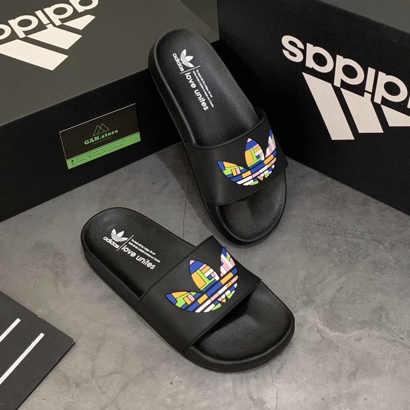 DÉP ADIDAS ADILETTE TRẮNG LOGO ĐEN - Xinh xắn full box