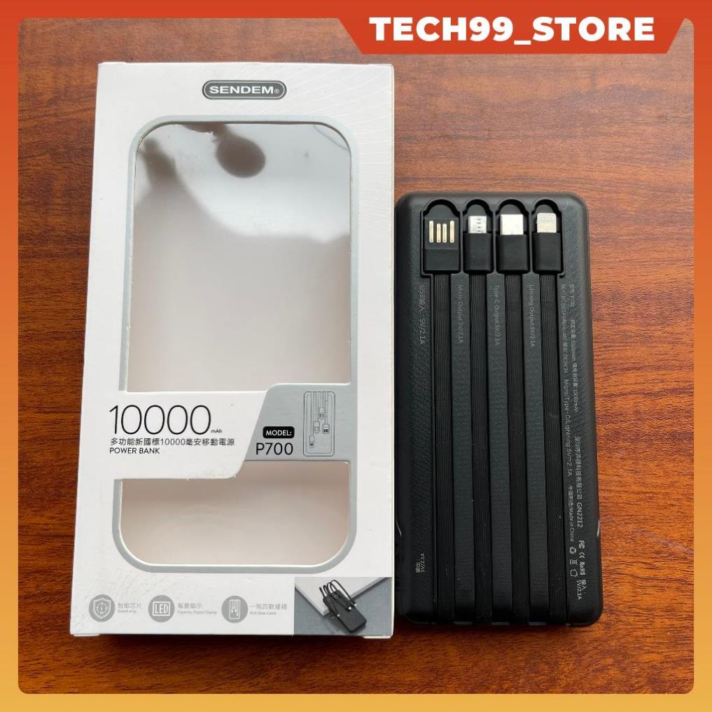 Pin sạc dự phòng mầu đen P700 10000mah 4 trong 1,mặt kính hiển thị % pin rõ nét,hỗ trợ sạc nhanh,chính hãng