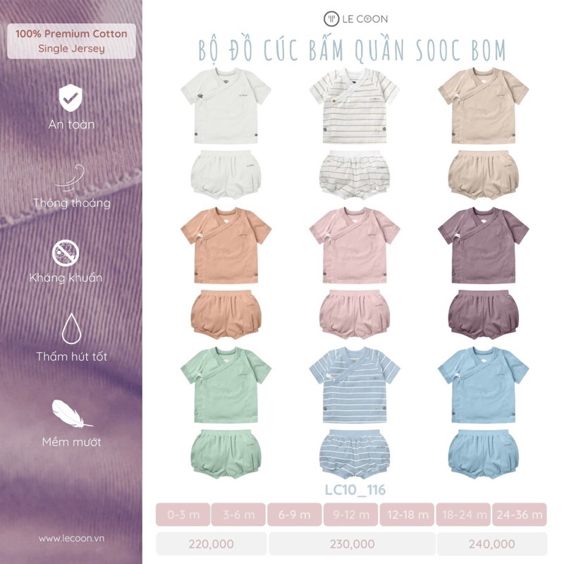bộ cộc tay cài chéo 0-12 tháng cho bé yêu - bộ cộc tay cho bé yêu Lecoon