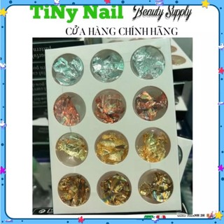 Set giấy bạc nhún 12 hủ- Set giấy vàng bạc trang trí móng tay.