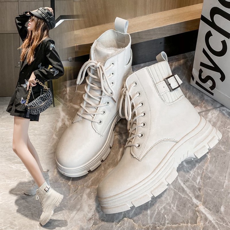 GIÀY BOOTS NỮ MARTIN G82 THỜI TRANG ANH QUỐC - Giày Bốt Nữ Độn Đế Tăng Chiều Cao Đế Bánh Mì