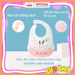 Yếm máng silicon ăn dặm cao cấp muslin tree cho bé, yếm máng silicon, không bám bẩn - lubaha