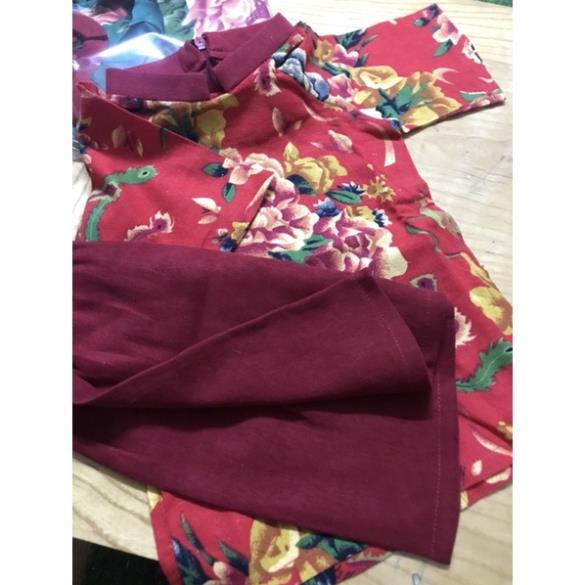 ÁO DÀI CHĂN CÔNG PHƯỢNG XANH ĐỎ - Nhà Moonlisa