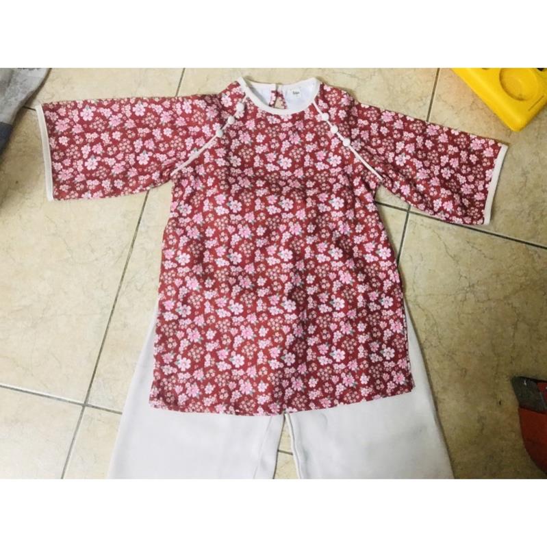 Áo dài Nhung tăm cho bé yêu - Đậu Kids Tặng Kèm bờm