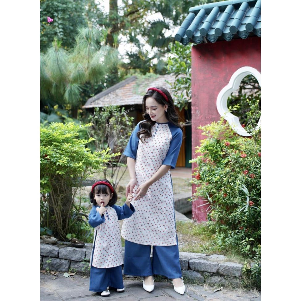 Áo dài Nhung tăm cho bé yêu - Đậu Kids Tặng Kèm bờm