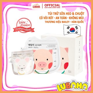 Túi Trữ Sữa, Đựng Sữa Mẹ Bailey Hàn Quốc 100ml/200ml Hình Heo&Chuột, Có Vòi Rót An Toàn Không BPA, Khóa Zip Chắc Chắn