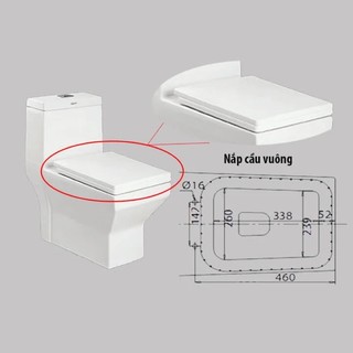 Nắp bồn cầu đóng êm, nắp nhựa bàn cầu vuông, dùng cho bồn cầu V42 Viglacera