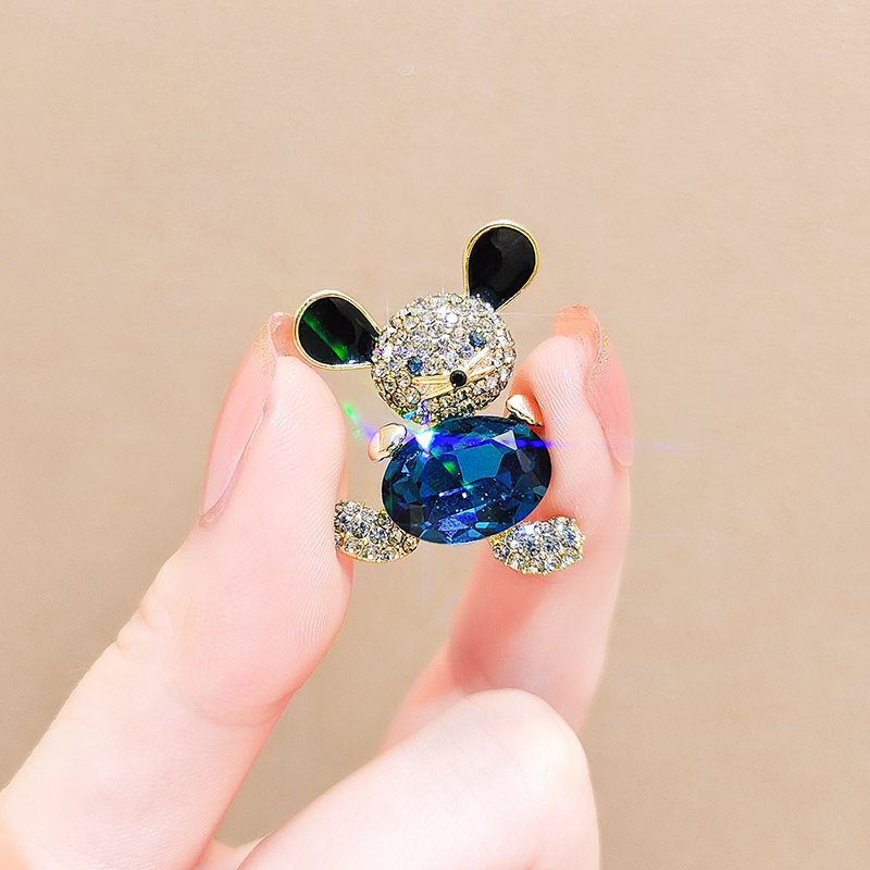 Ghim Cài Áo Hình Chú Gấu mini Đính Pha Lê Sang Trọng Chống Ánh Sáng Kiểu Nhật Bản