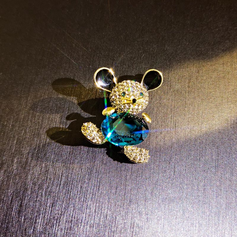 Ghim Cài Áo Hình Chú Gấu mini Đính Pha Lê Sang Trọng Chống Ánh Sáng Kiểu Nhật Bản