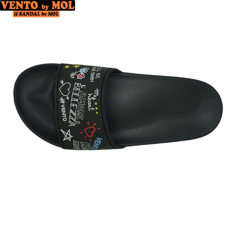 Dép nam nữ unisex Vento quai ngang 1 bản FL07B màu đen