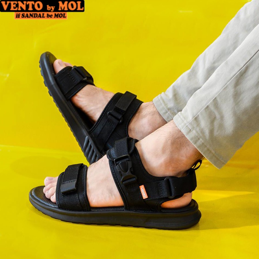 Sandal nam nữ unisex Vento 2 quai ngang NB01BB màu đen