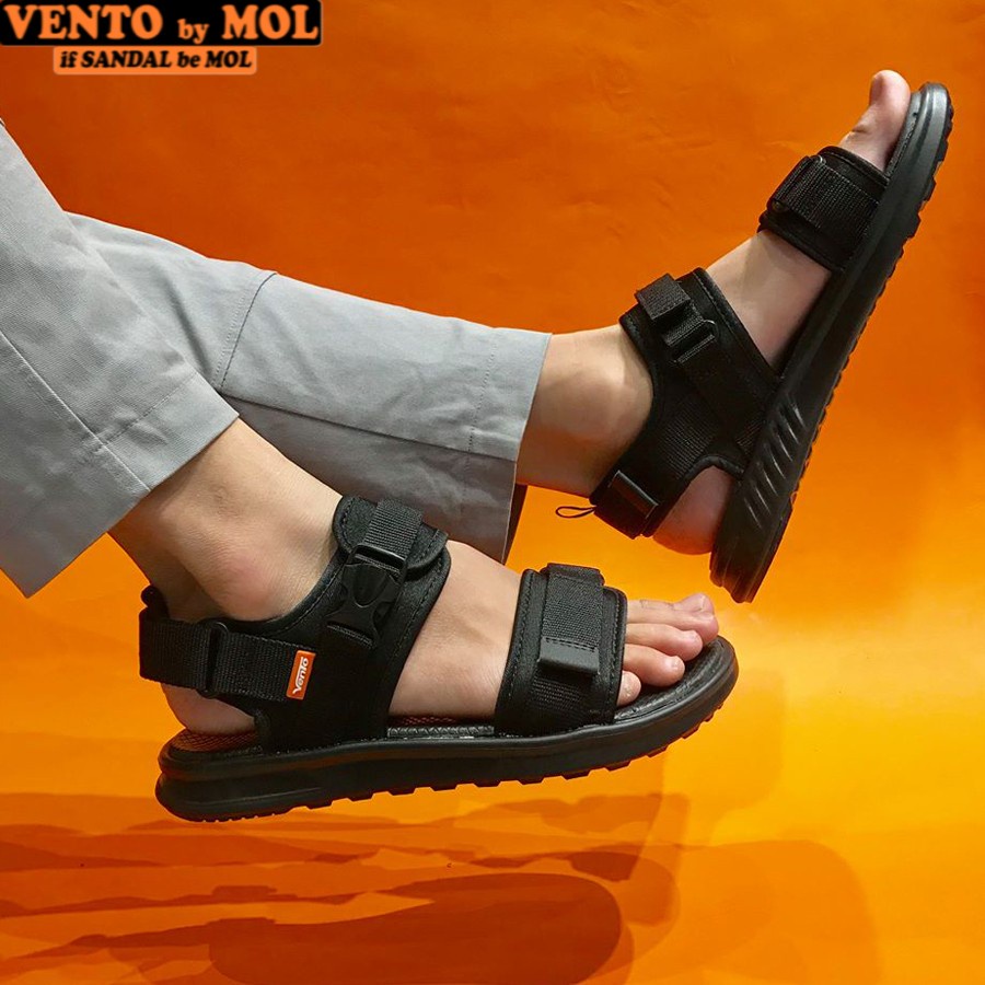 Sandal nam nữ unisex Vento 2 quai ngang NB01BB màu đen