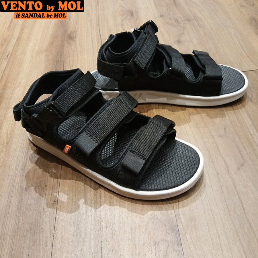 Sandal nam nữ unisex Vento 3 quai ngang NB03B màu đen