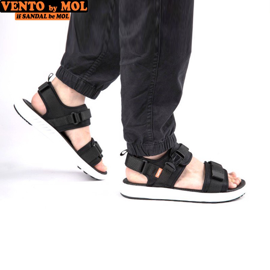 Sandal nam nữ unisex Vento 2 quai ngang NB01B màu đen