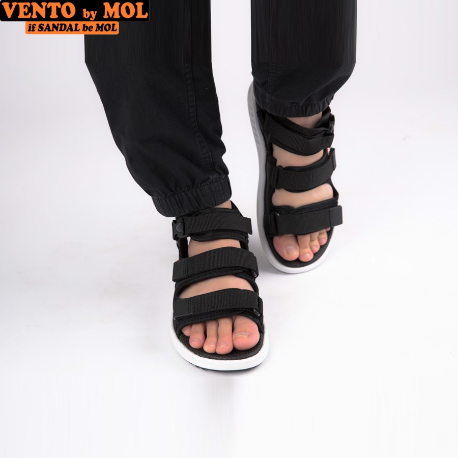 Sandal nam nữ unisex Vento 3 quai ngang NB03B màu đen