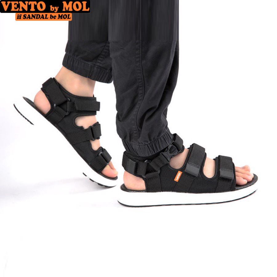 Sandal nam nữ unisex Vento 3 quai ngang NB03B màu đen