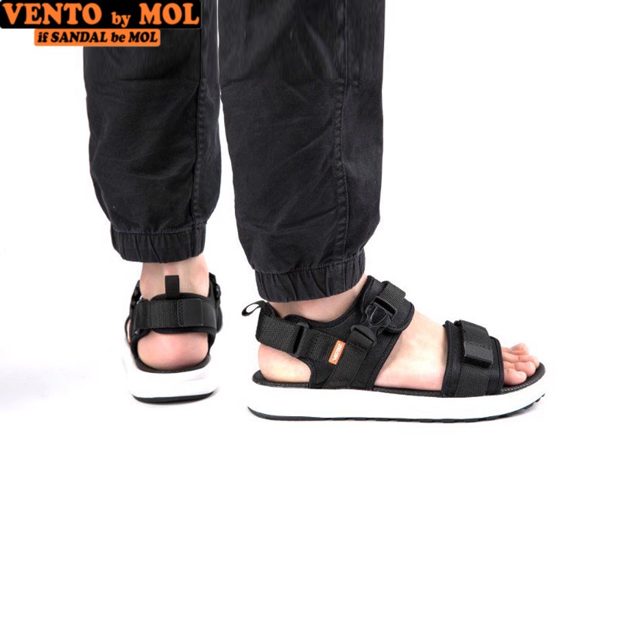 Sandal nam nữ unisex Vento 2 quai ngang NB01B màu đen