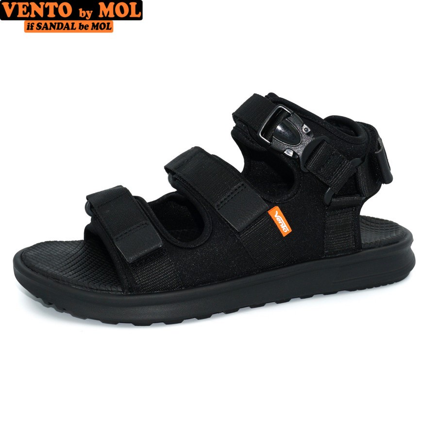 Sandal nam nữ unisex Vento 3 quai ngang NB03BB màu đen