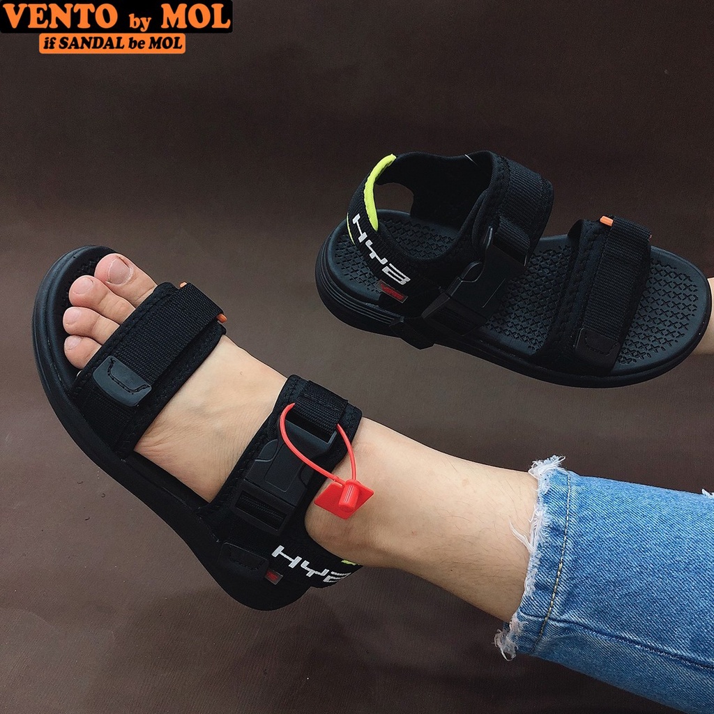 Sandal nam nữ unisex Vento 2 quai ngang NB38B màu đen có big size 44 45