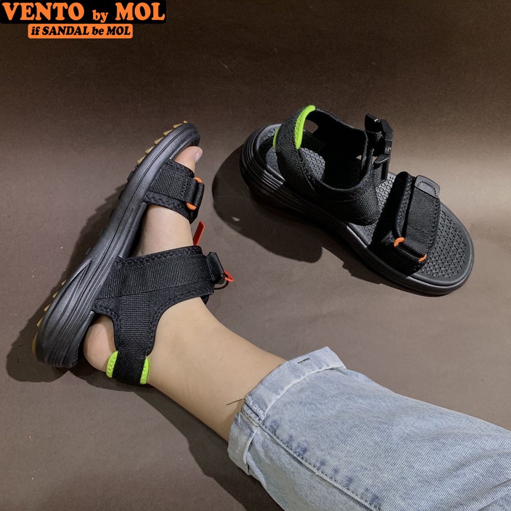 Sandal nam nữ unisex Vento 2 quai ngang NB38B màu đen có big size 44 45