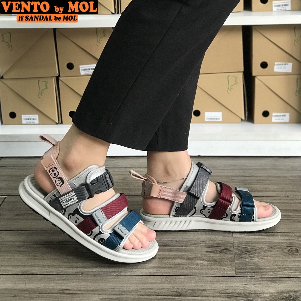 Sandal nữ Vento 3 quai ngang NB80R màu đỏ