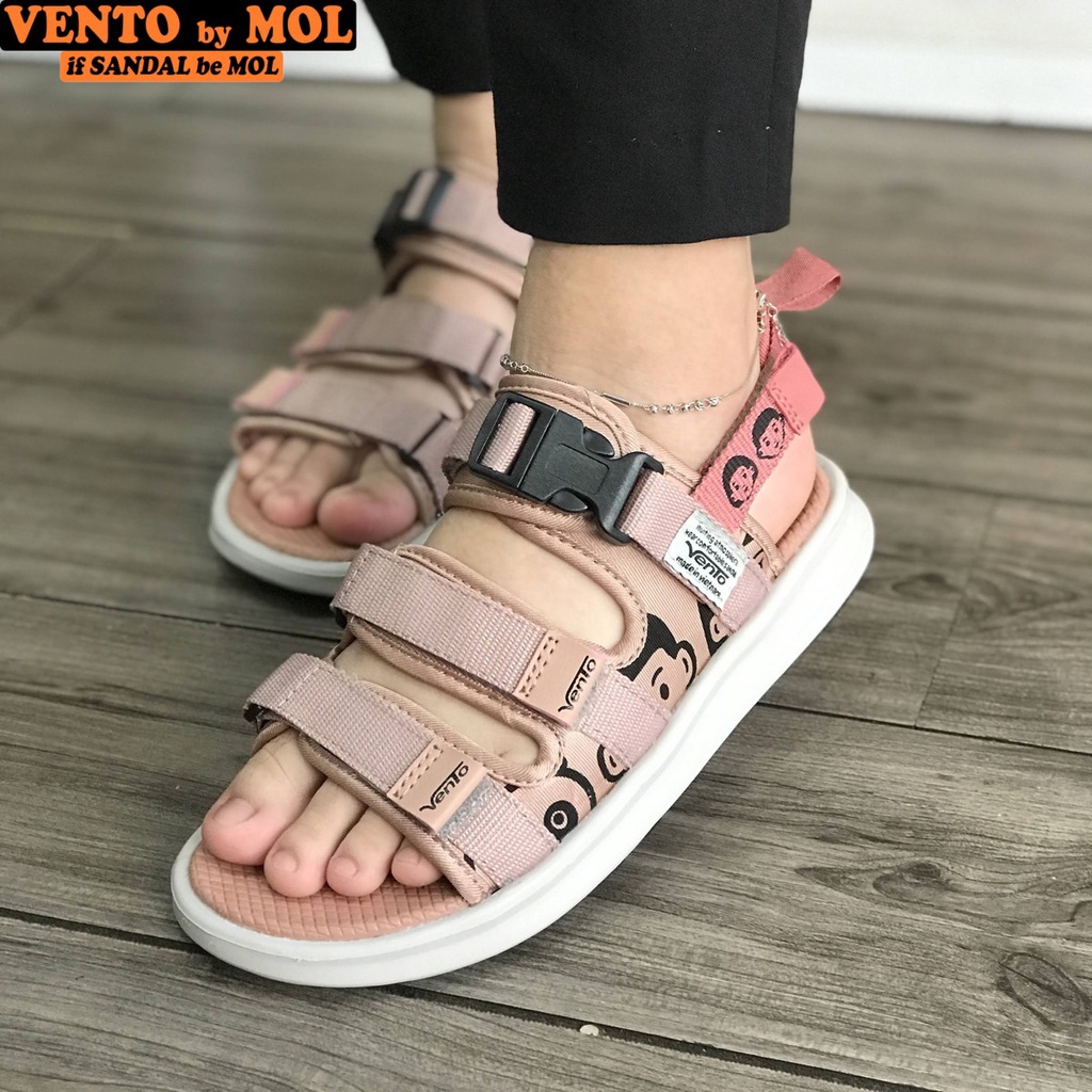 Sandal nữ Vento 3 quai ngang NB80Be màu hồng phấn