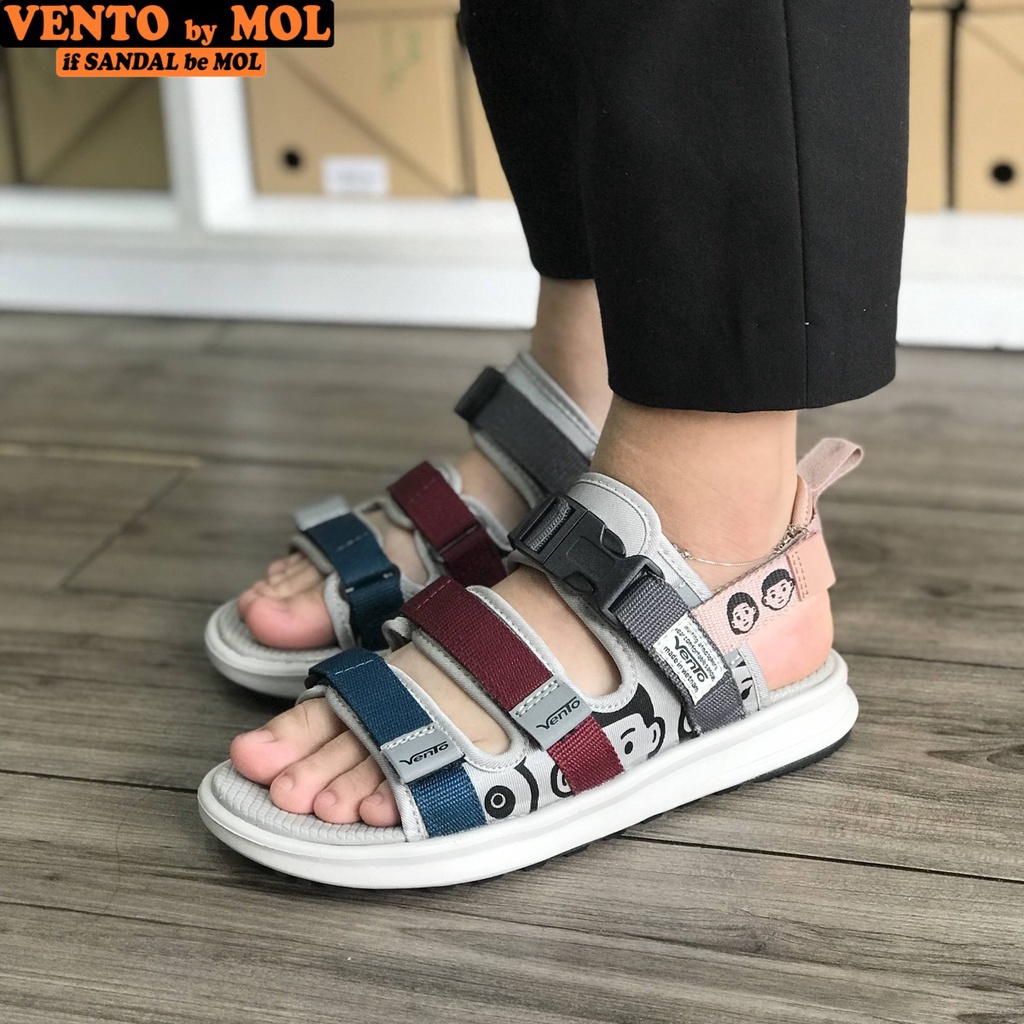 Sandal nữ Vento 3 quai ngang NB80R màu đỏ