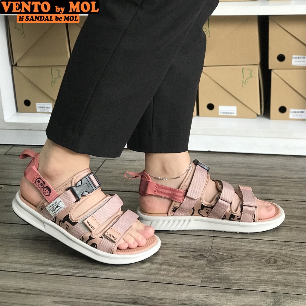 Sandal nữ Vento 3 quai ngang NB80Be màu hồng phấn