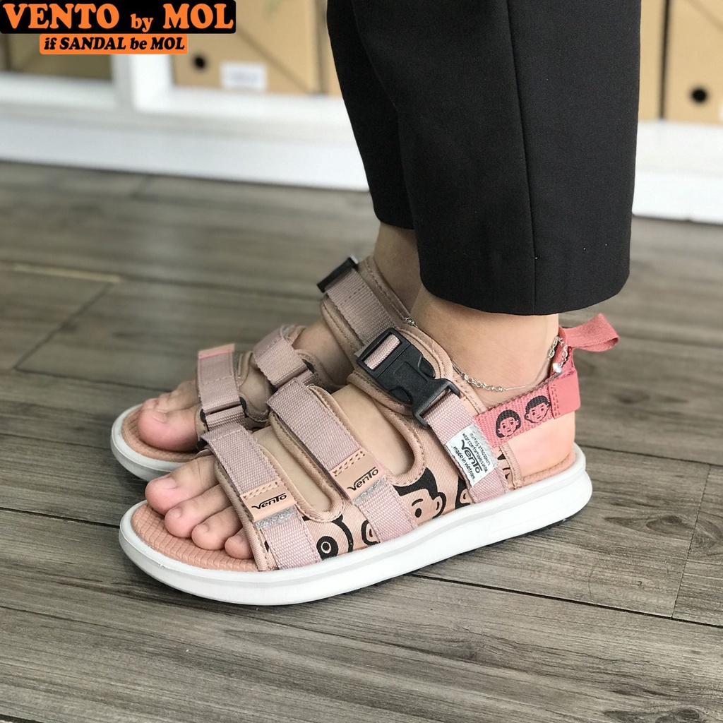 Sandal nữ Vento 3 quai ngang NB80Be màu hồng phấn