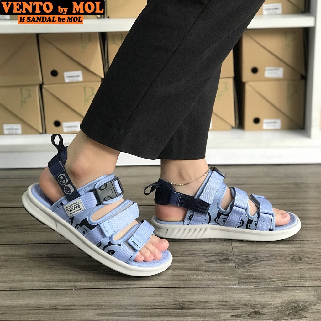 Sandal nữ Vento 3 quai ngang NB80XD màu xanh