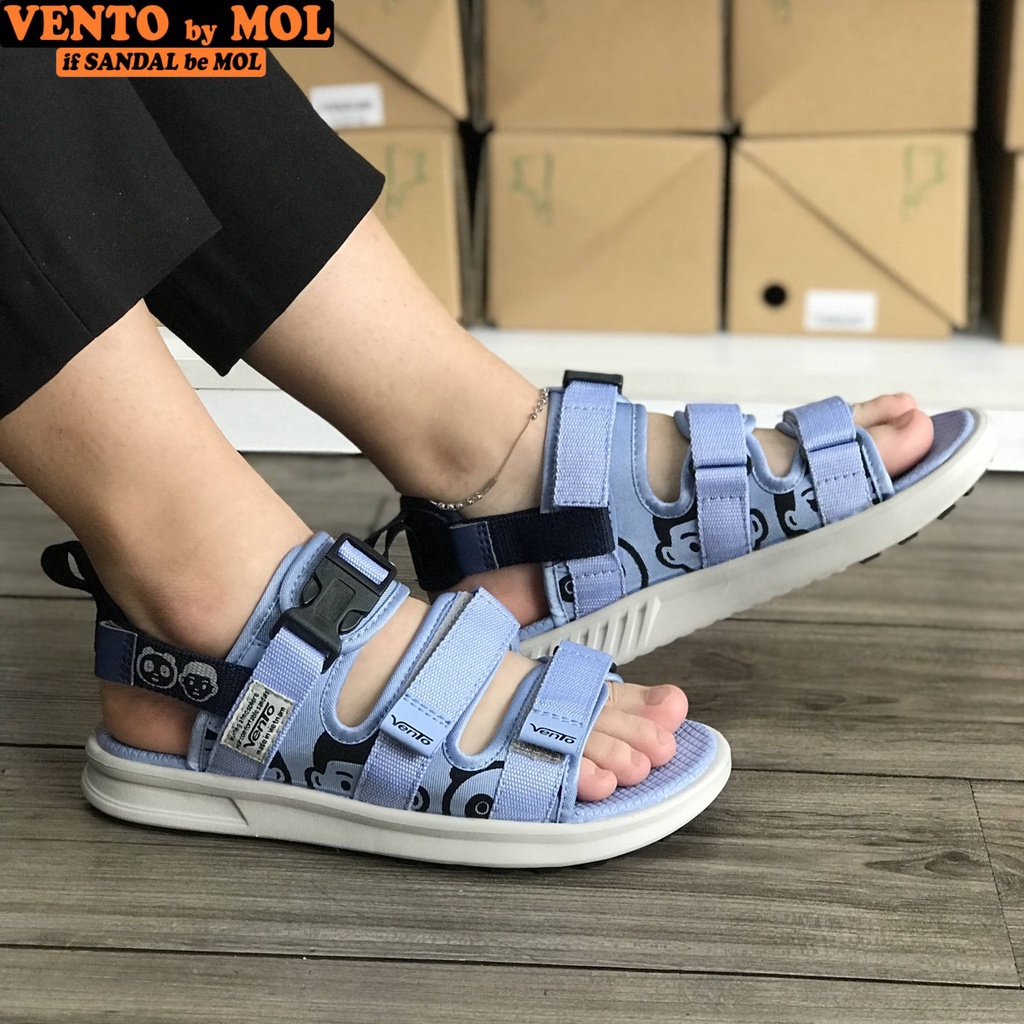 Sandal nữ Vento 3 quai ngang NB80XD màu xanh