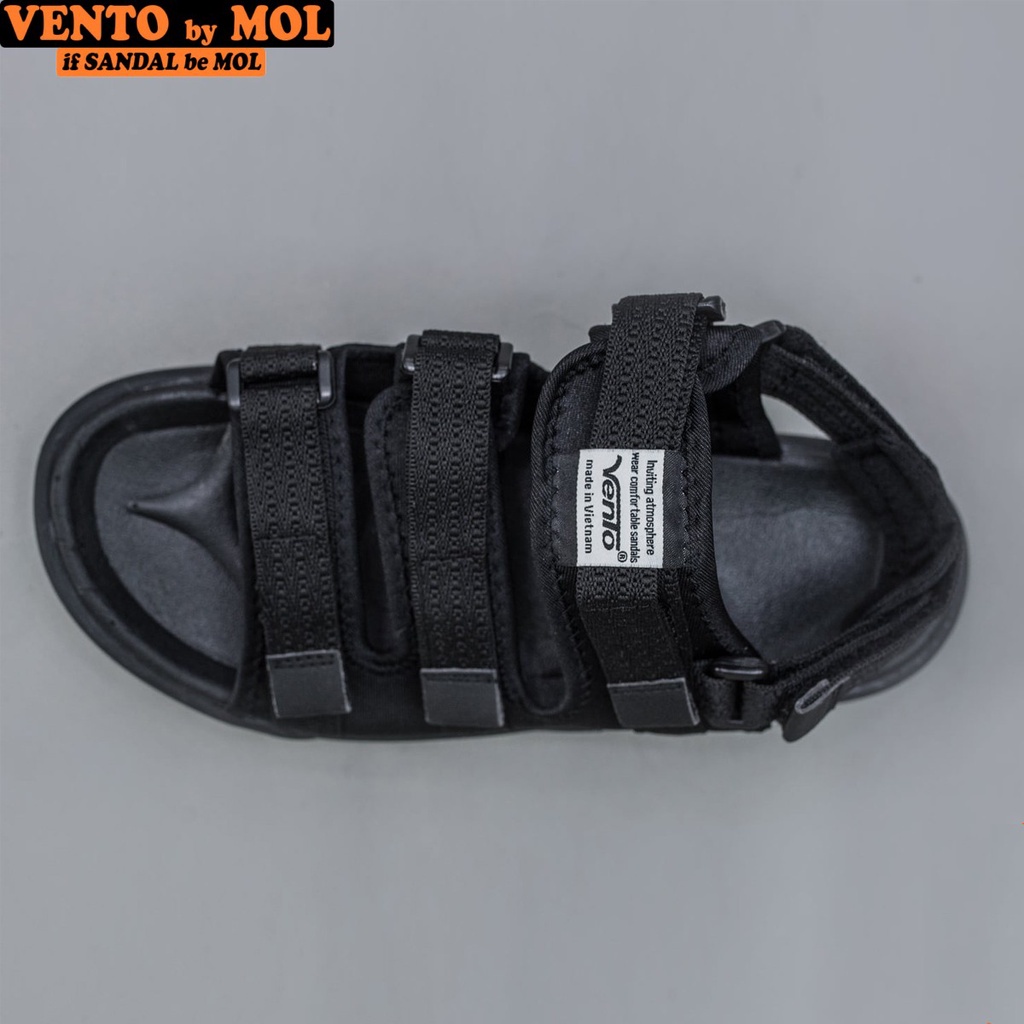 Sandal nam nữ unisex Vento 3 quai ngang NV1001BB màu đen có big size 44 45