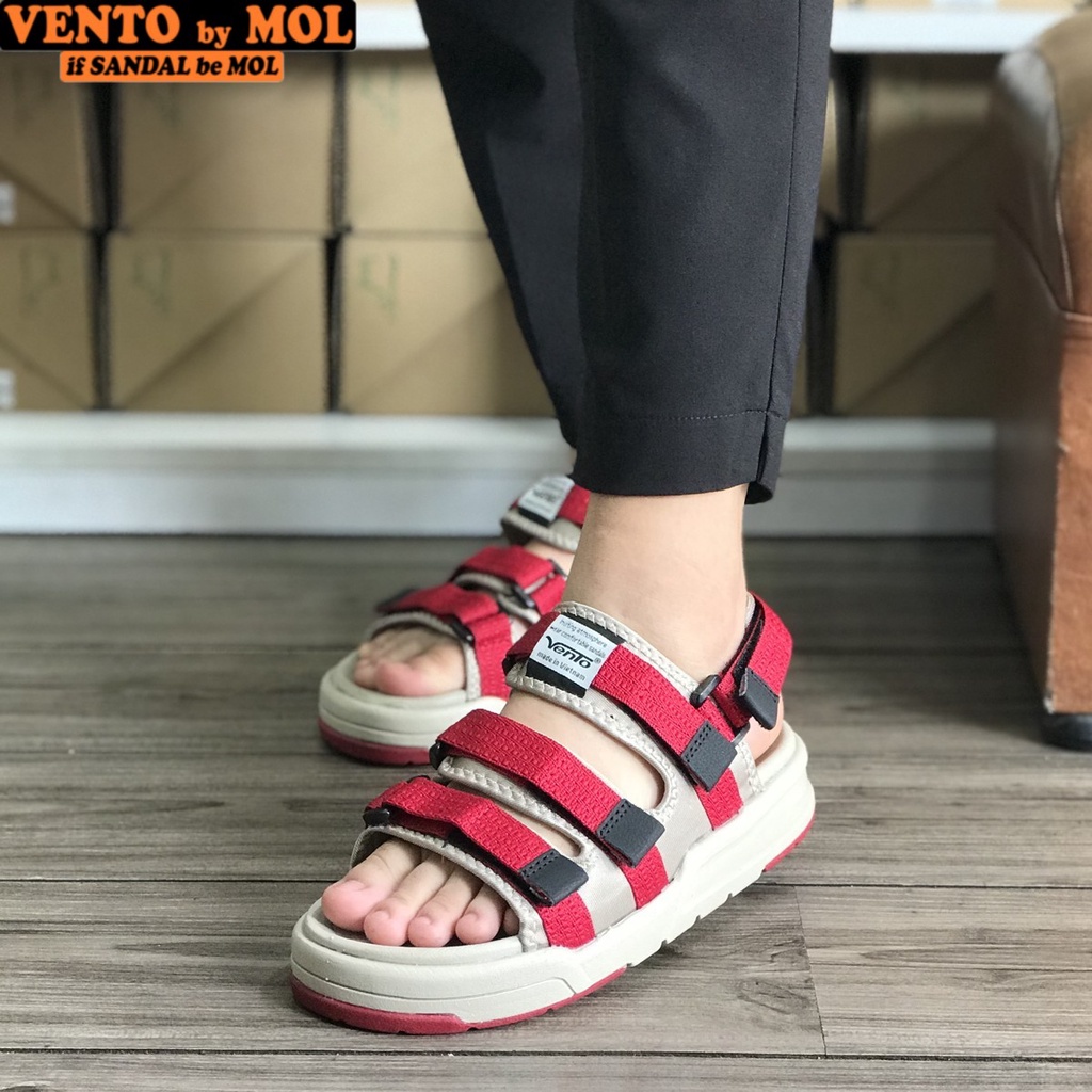 Sandal nữ Vento 3 quai ngang NV1001R màu đỏ