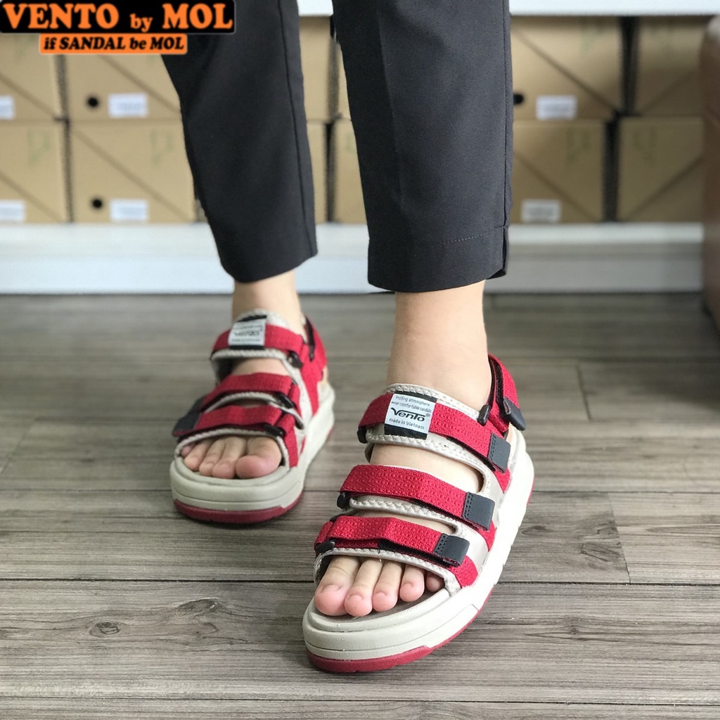 Sandal nữ Vento 3 quai ngang NV1001R màu đỏ