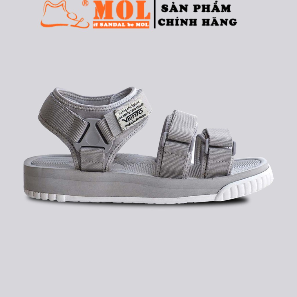 Sandal nam nữ unisex Vento 3 quai ngang NV9801G màu xám có big size 44