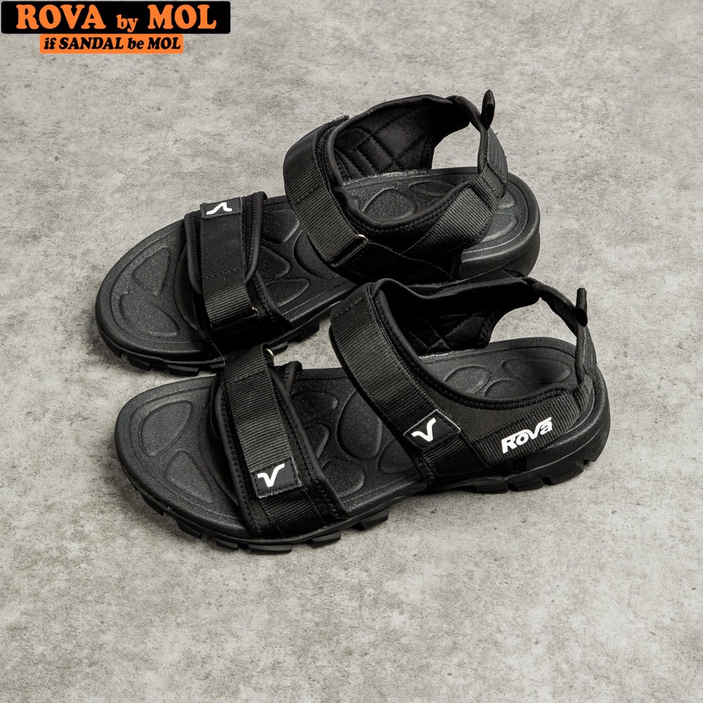 Sandal nam Rova 2 quai ngang RV003B màu đen