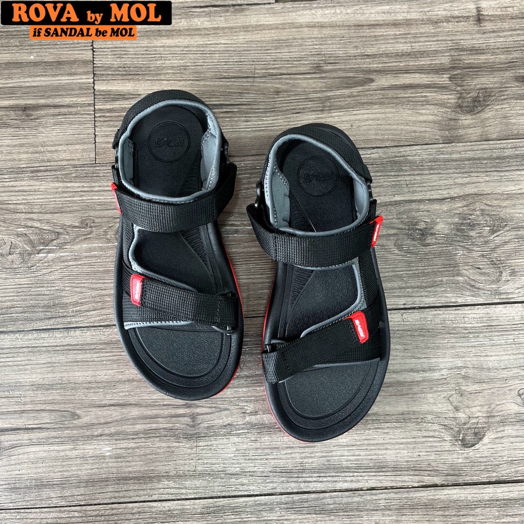 Sandal nam Rova quai ngang RV866RB màu đen