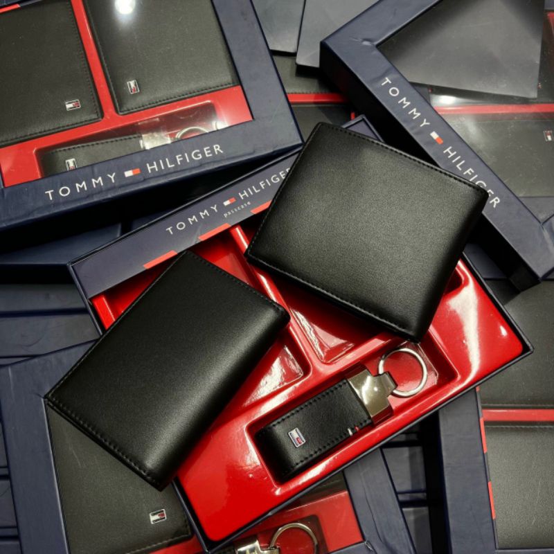 SET VÍ + VÍ CARD HOLDER + MÓC KHOÁ TOMMY HILFIGER