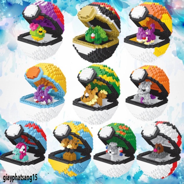 Bộ công cụ giải trí lắp đặt Lego Hình Pokemon nhiều dạng các anh hùng như Hitokage, Fushigane, Zenig