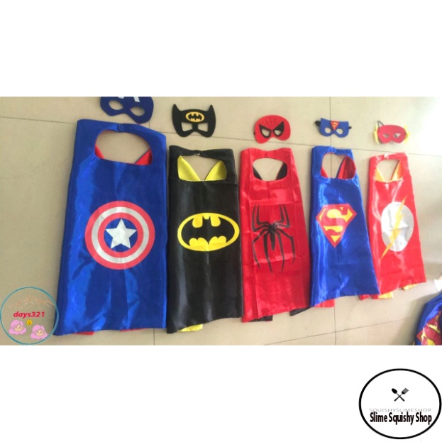 SET Áo Choàng + Mặt Nạ Superman Xanh Super Hero cho bé trai và bé gái đồ giải trí siêu anh hùng